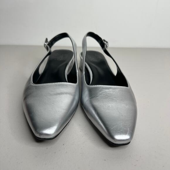 Naturalizer Silver Square Toe Sling Back Ginger Pumps Size 8 - Picture 3 of 10